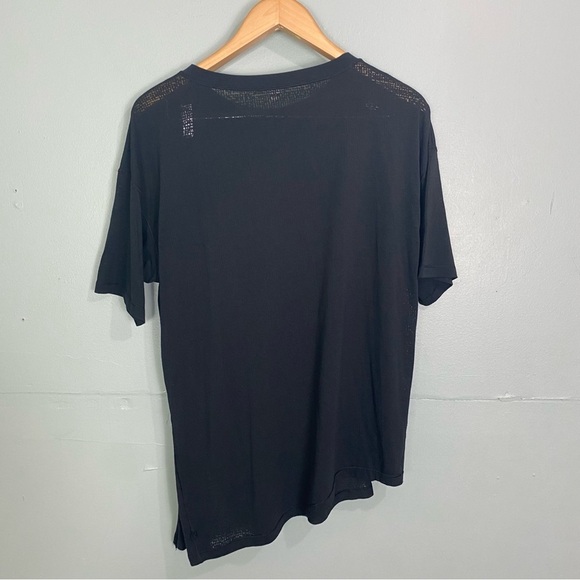 Lululemon Sheer T Shirt Slit Asymmetrical Hem Tee Black Veil Sz 12‎ - Picture 5 of 5